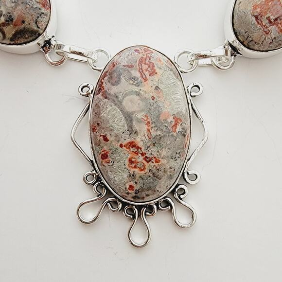 Unique Rhyolite Necklace - Sterling Silver Statement Jewelry - Picture 2 of 7